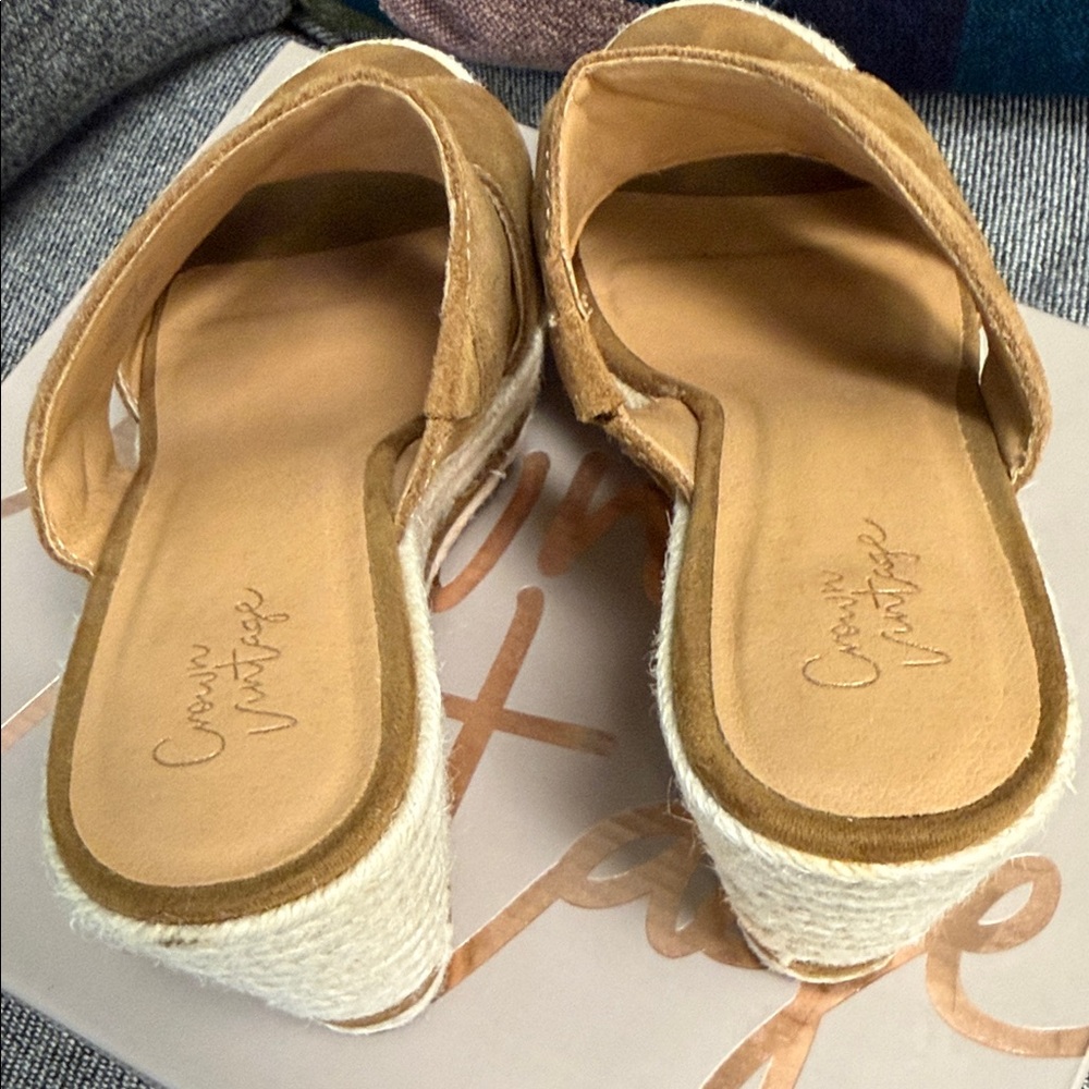 Crown Vintage Brown Wedge Sandals size 7.5 - Picture 7 of 11